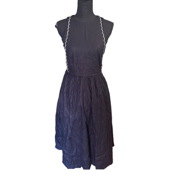 Ann Taylor Petite Scalloped Linen Blend Midi Dress - Picture 1 of 10